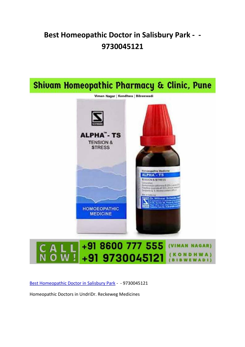 best homeopathic doctor in salisbury park l.w