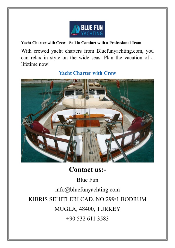 yacht charter with crew sail in comfort with n.w