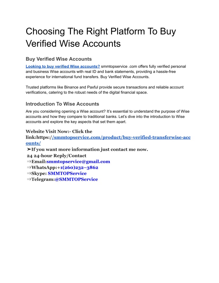 choosing the right platform to buy verified wise n.w