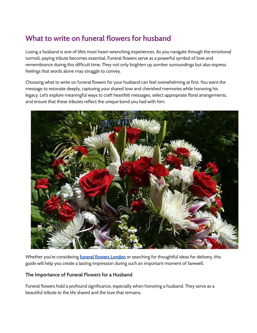 what to write on funeral flowers for husband l.w