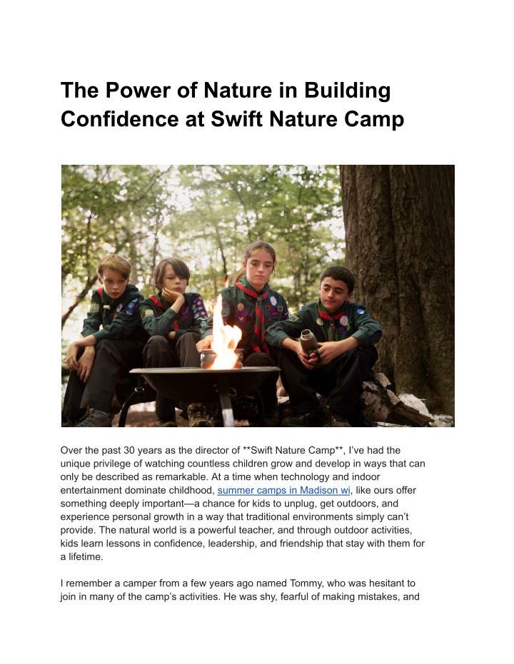 the power of nature in building confidence n.w