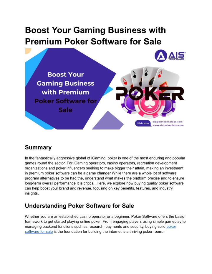 boost your gaming business with premium poker n.w