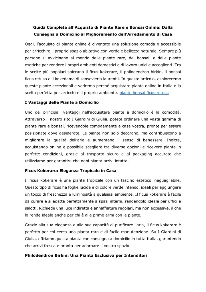 guida completa all acquisto di piante rare n.w