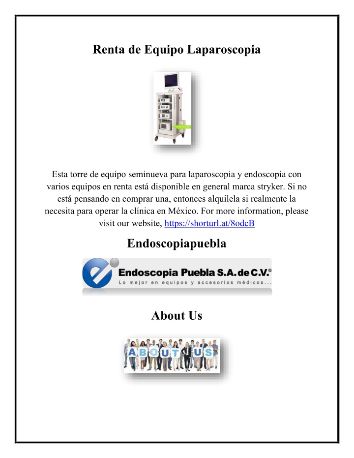 renta de equipo laparoscopia n.w