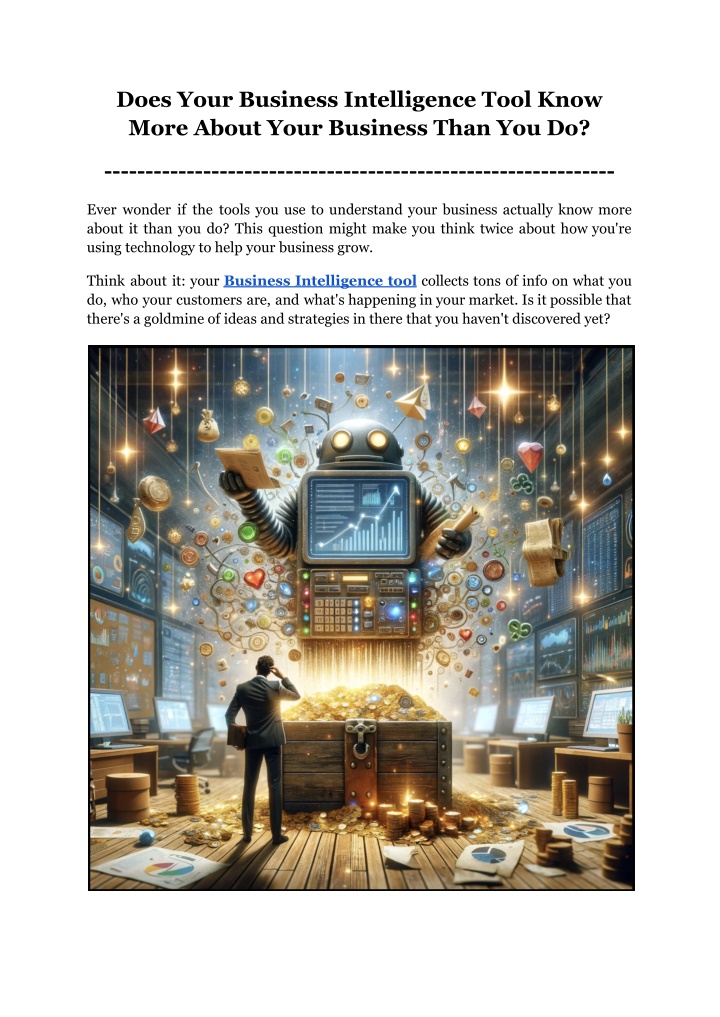 does your business intelligence tool know more n.w