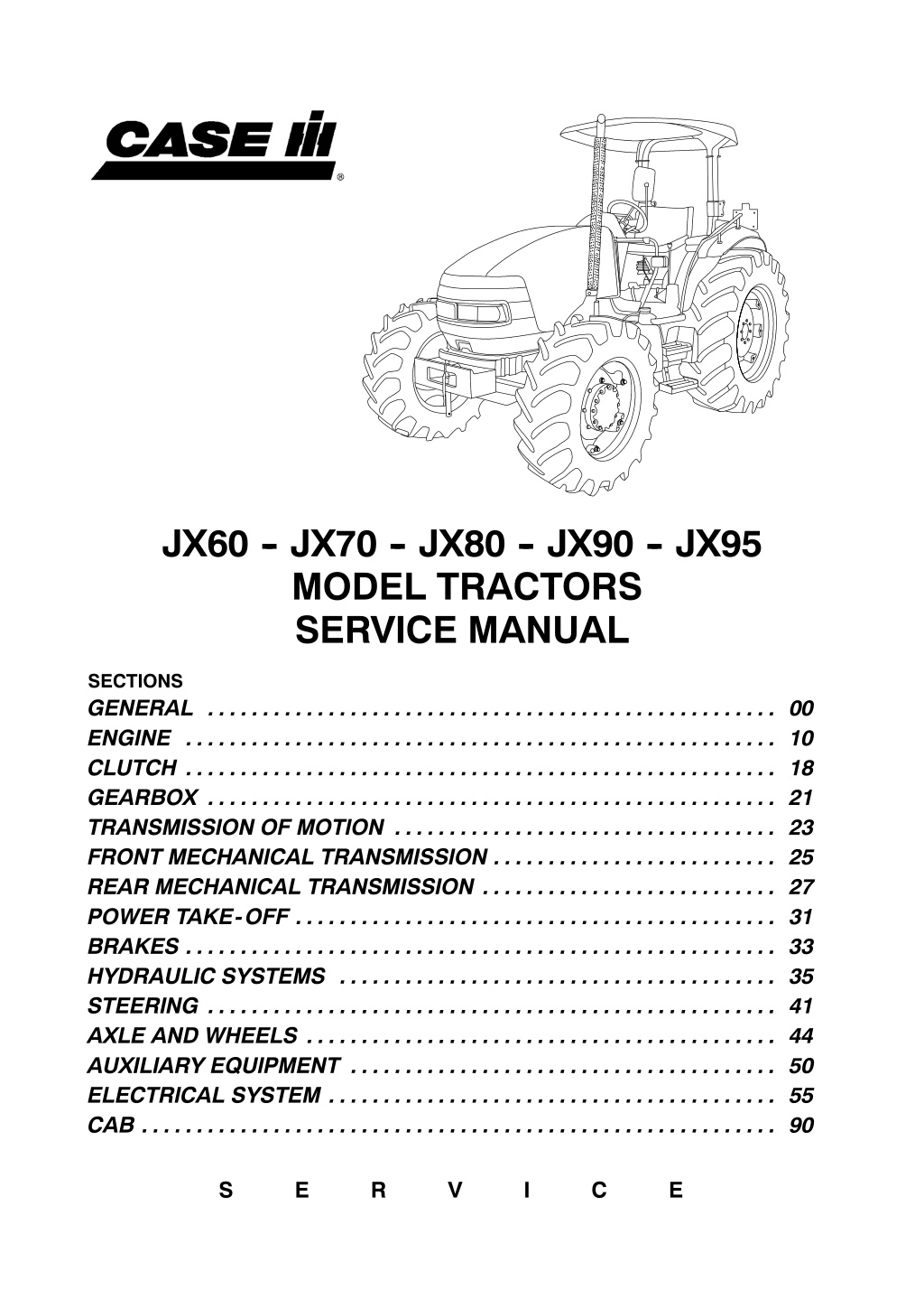 jx60 jx70 jx80 jx90 jx95 model tractors service l.w