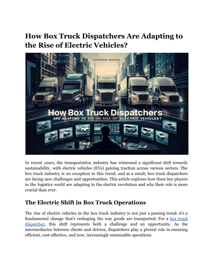 how box truck dispatchers are adapting n.w