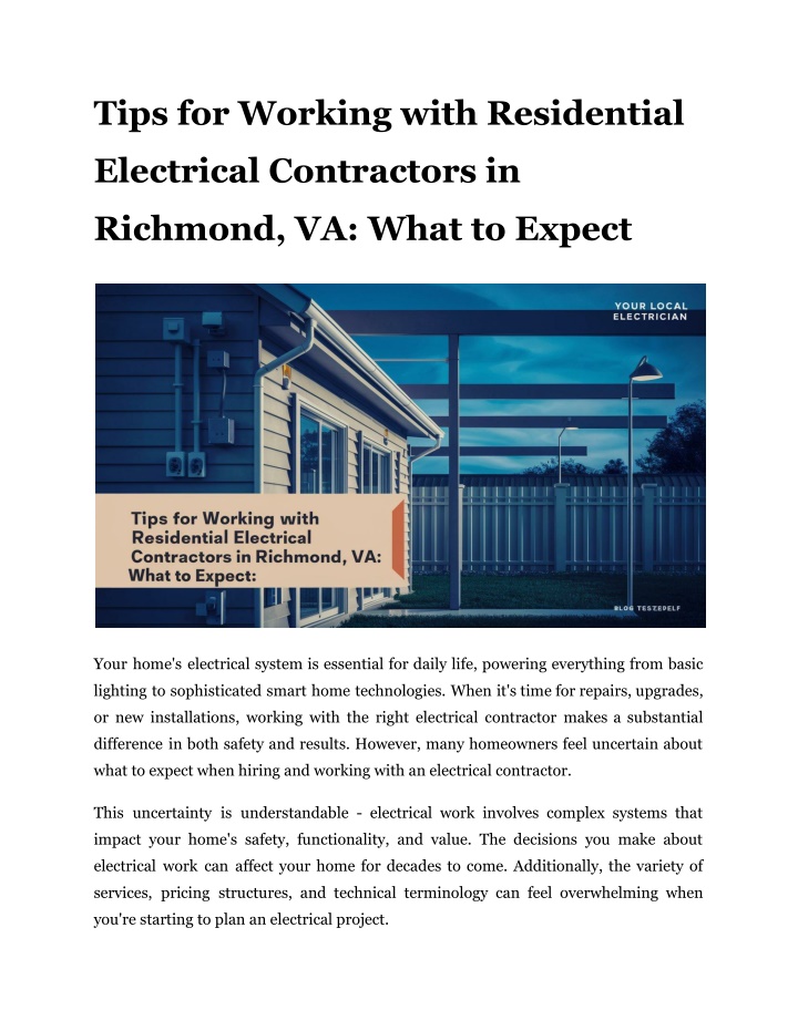 tips for working with residential n.w