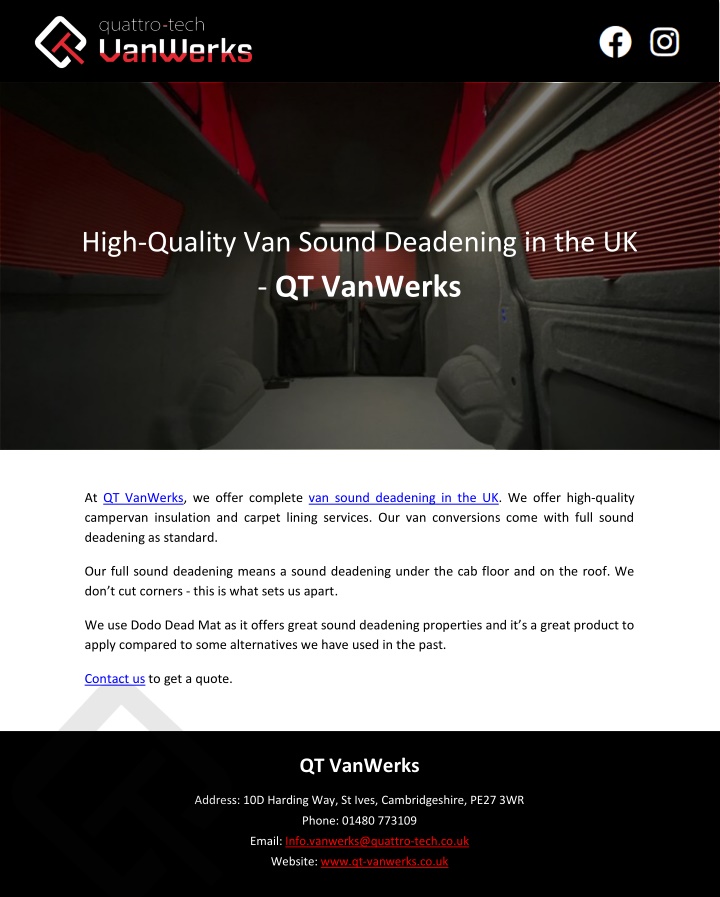 high quality van sound deadening n.w