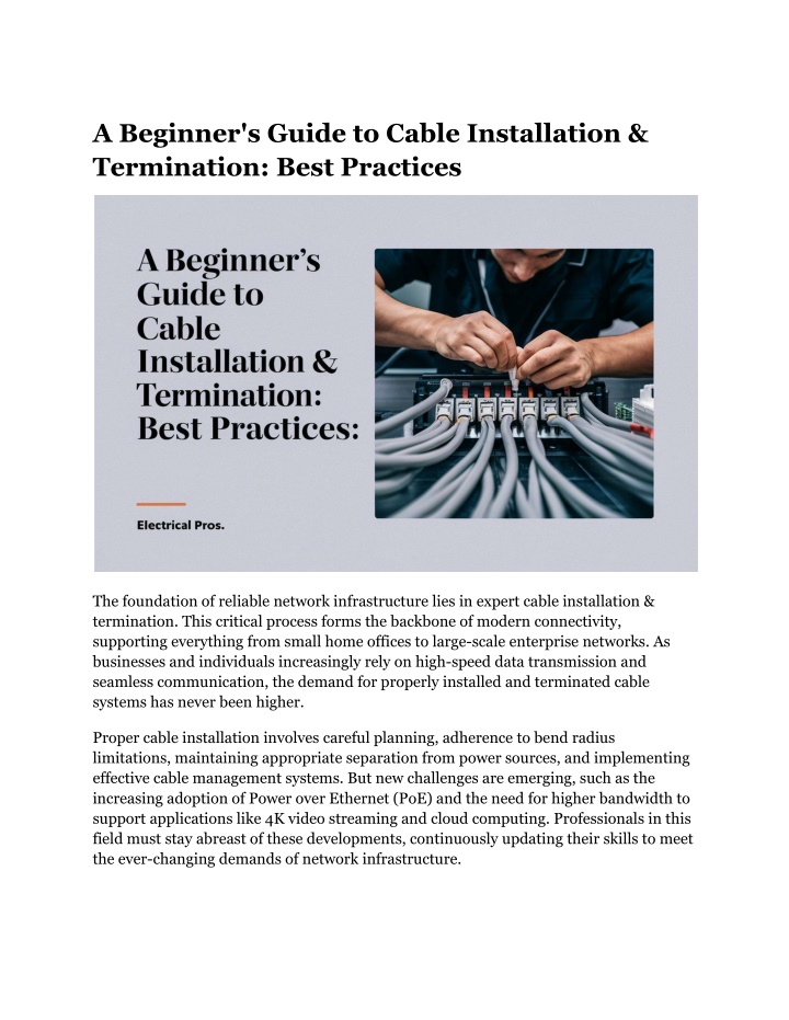 a beginner s guide to cable installation n.w