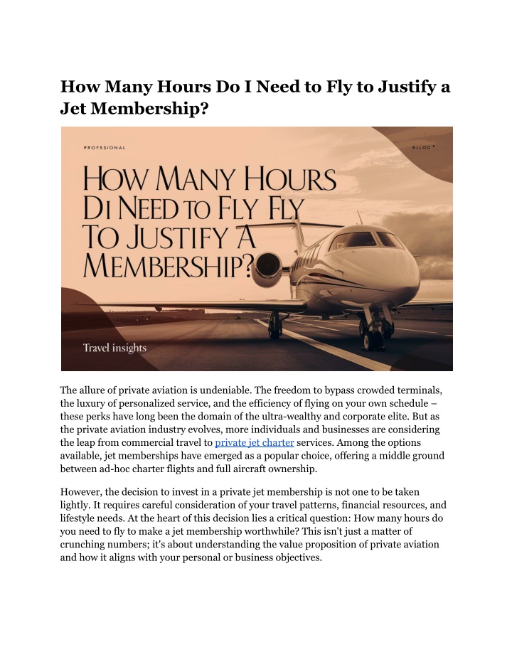 how many hours do i need to fly to justify n.w