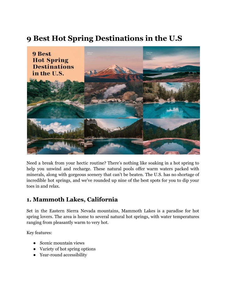 9 best hot spring destinations in the u s n.w