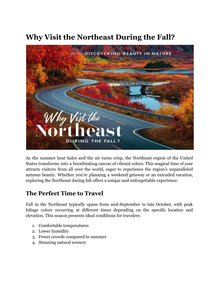 why visit the northeast during the fall n.w