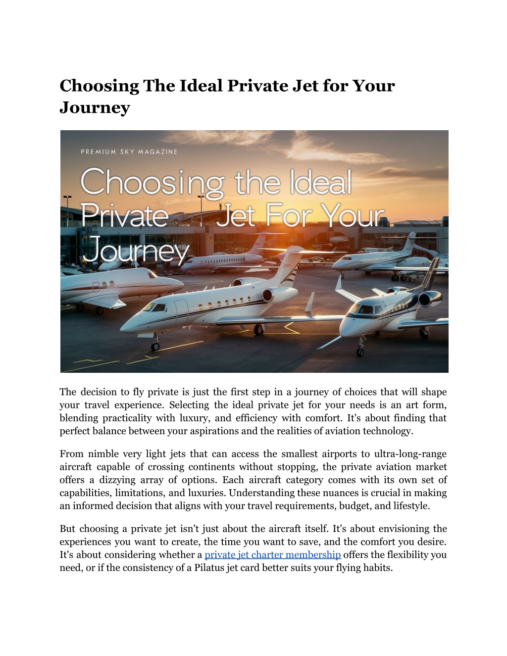 choosing the ideal private jet for your journey l.w