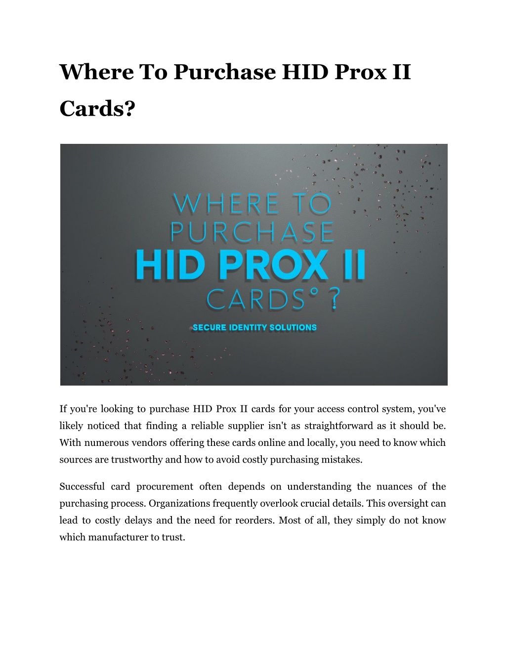 where to purchase hid prox ii l.w