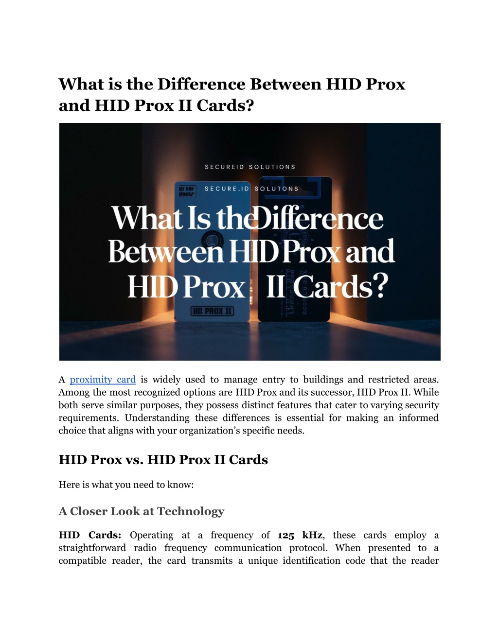 what is the difference between hid prox l.w