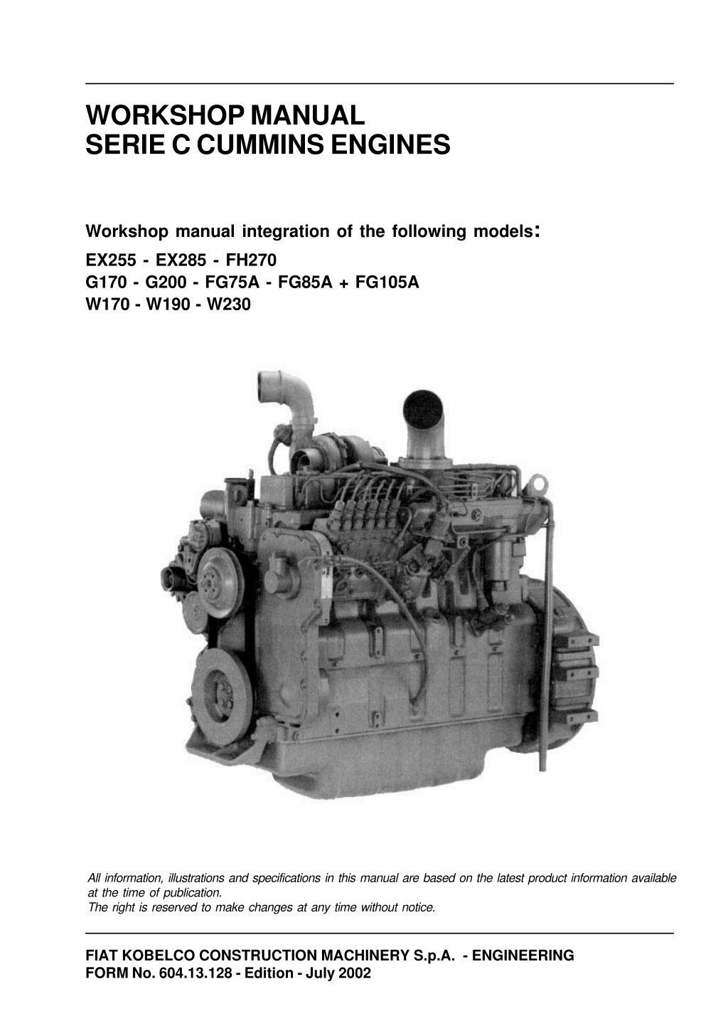 workshop manual serie c cummins engines l.w