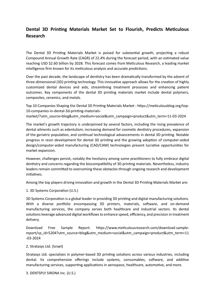 dental 3d printing materials market n.w