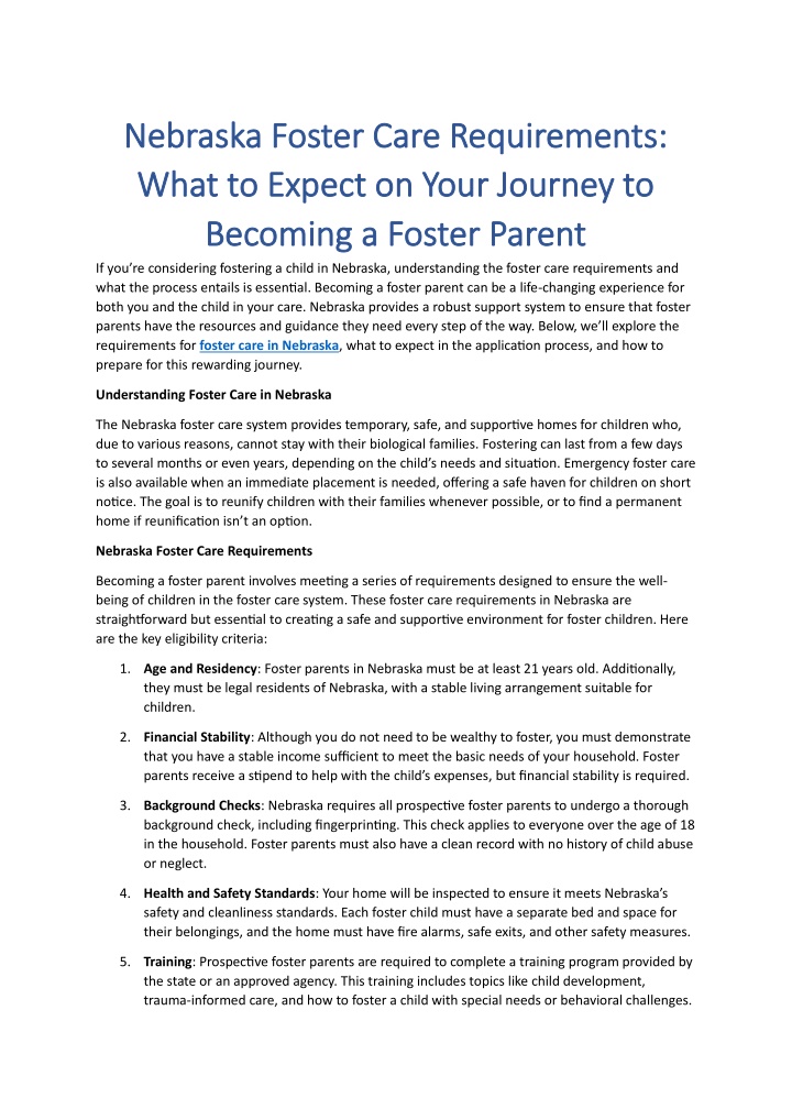 nebraska foster care requirements nebraska foster n.w