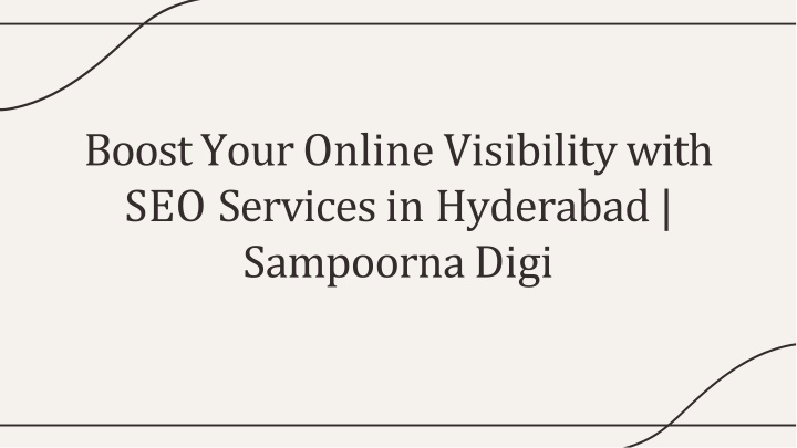 Boost Your Online Visibility with SEO Services in Hyderabad  Sampoorna Digi