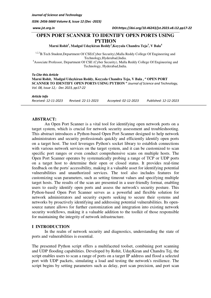 journal of science and technology n.w