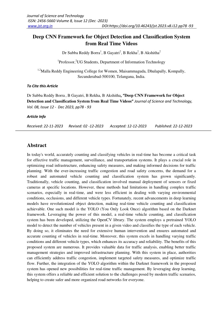 journal of science and technology issn 2456 5660 n.w