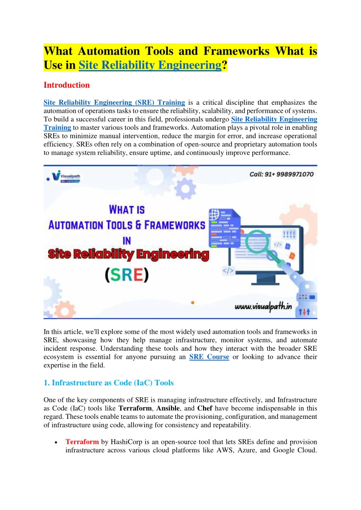 what automation tools and frameworks what n.w