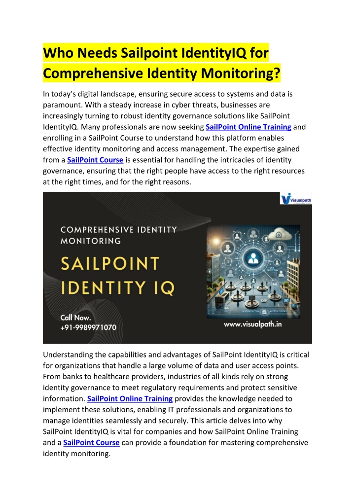 who needs sailpoint identityiq for comprehensive n.w
