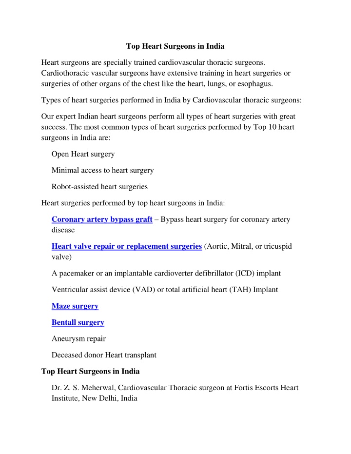 top heart surgeons in india n.w