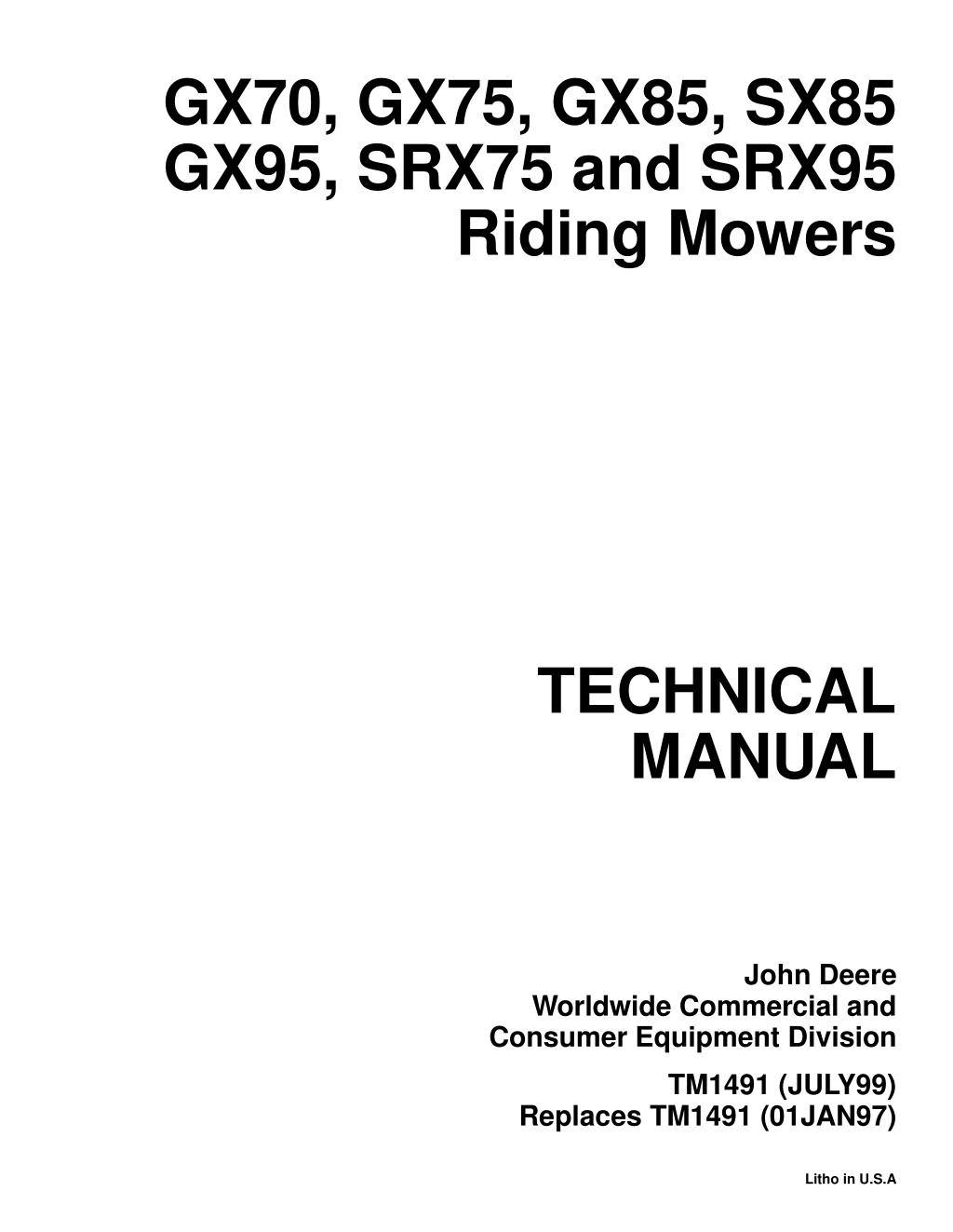 gx70 gx75 gx85 sx85 gx95 srx75 and srx95 riding l.w