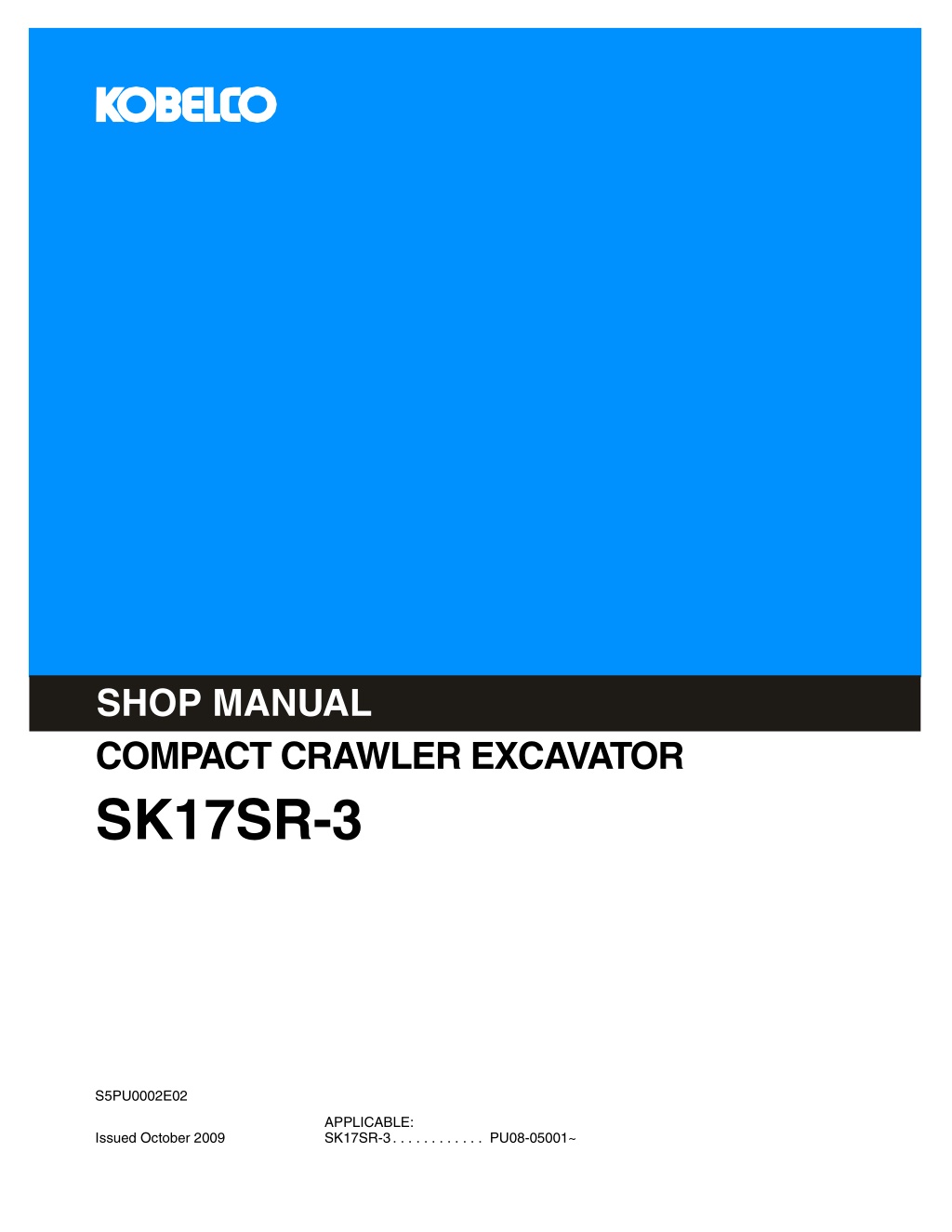 shop manual compact crawler excavator sk17sr 3 l.w