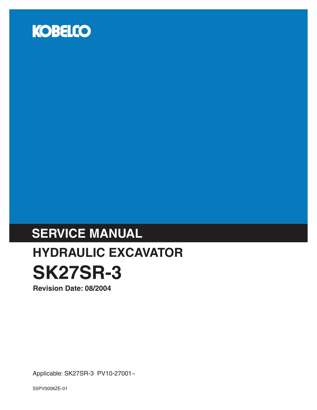 service manual hydraulic excavator l.w