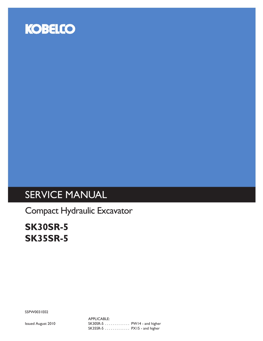 service manual compact hydraulic excavator l.w