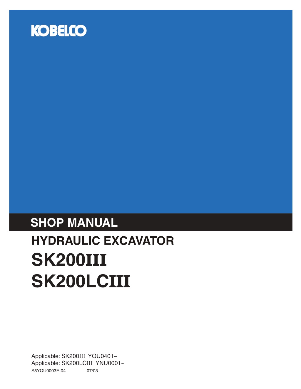 shop manual hydraulic excavator l.w