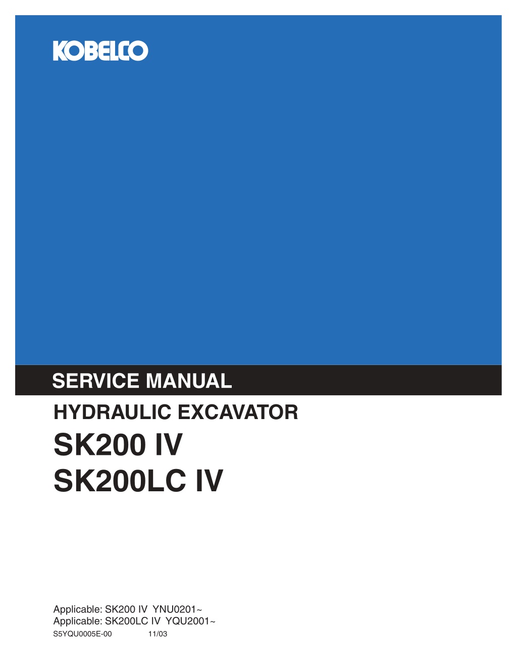 service manual hydraulic excavator l.w