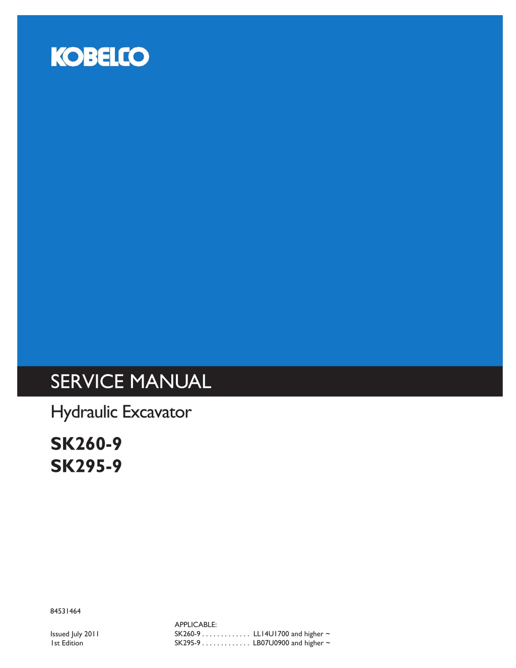 service manual hydraulic excavator l.w