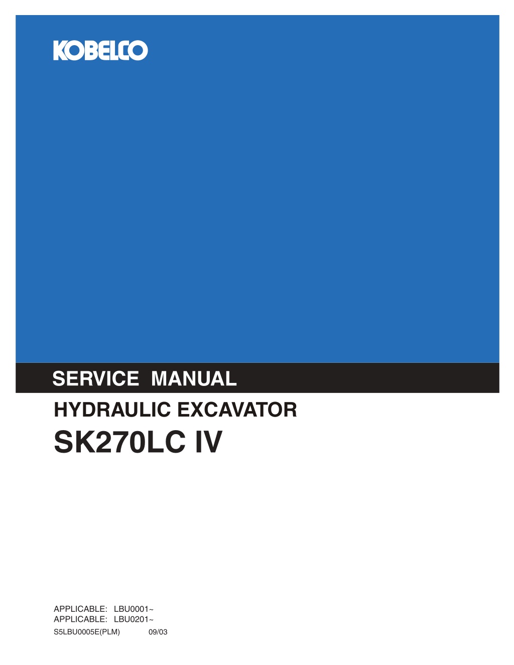 service manual hydraulic excavator l.w