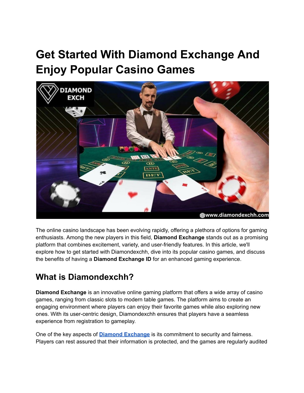 get started with diamond exchange and enjoy l.w