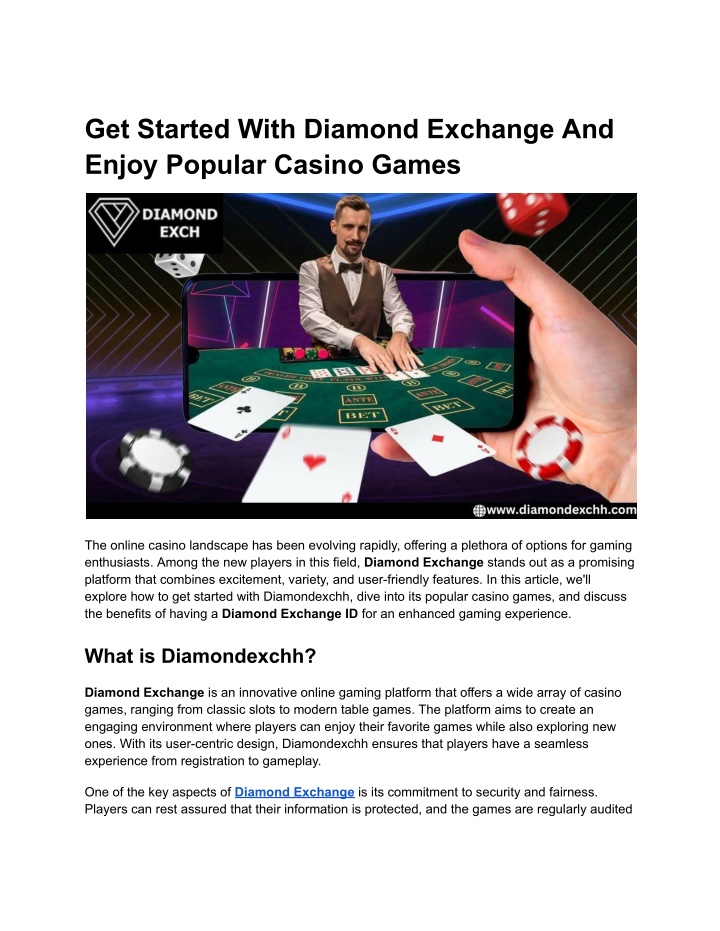 get started with diamond exchange and enjoy n.w
