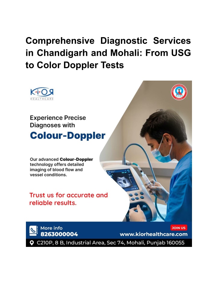 comprehensive diagnostic services in chandigarh n.w