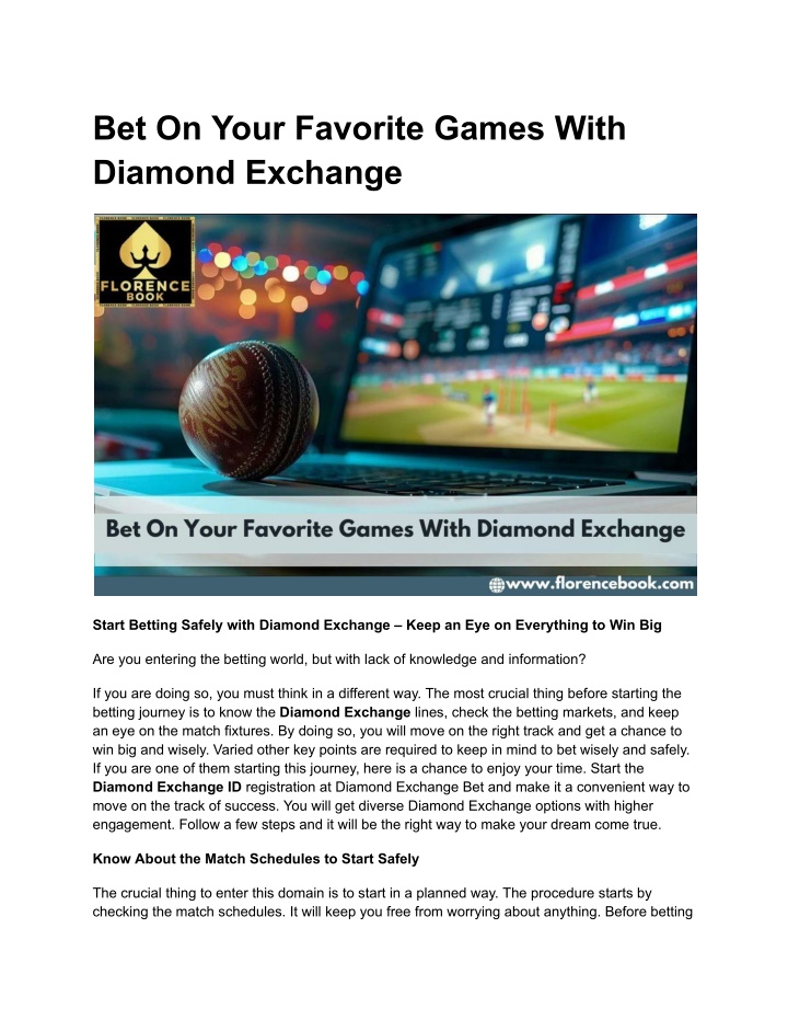 bet on your favorite games with diamond exchange n.w