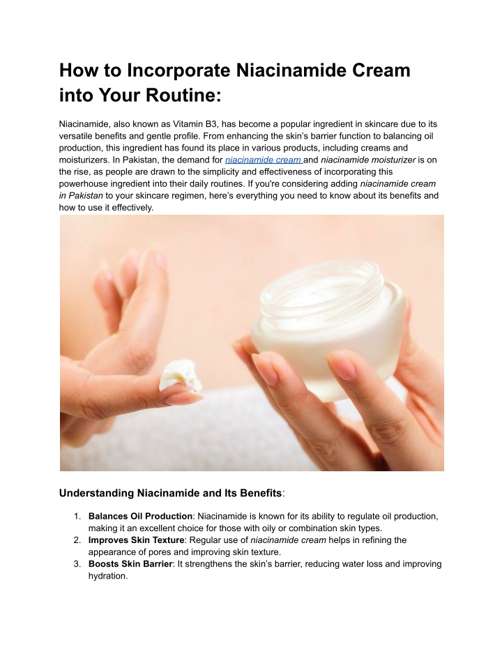 how to incorporate niacinamide cream into your n.w