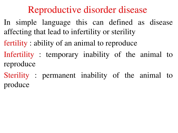 Reproductive disorder disease