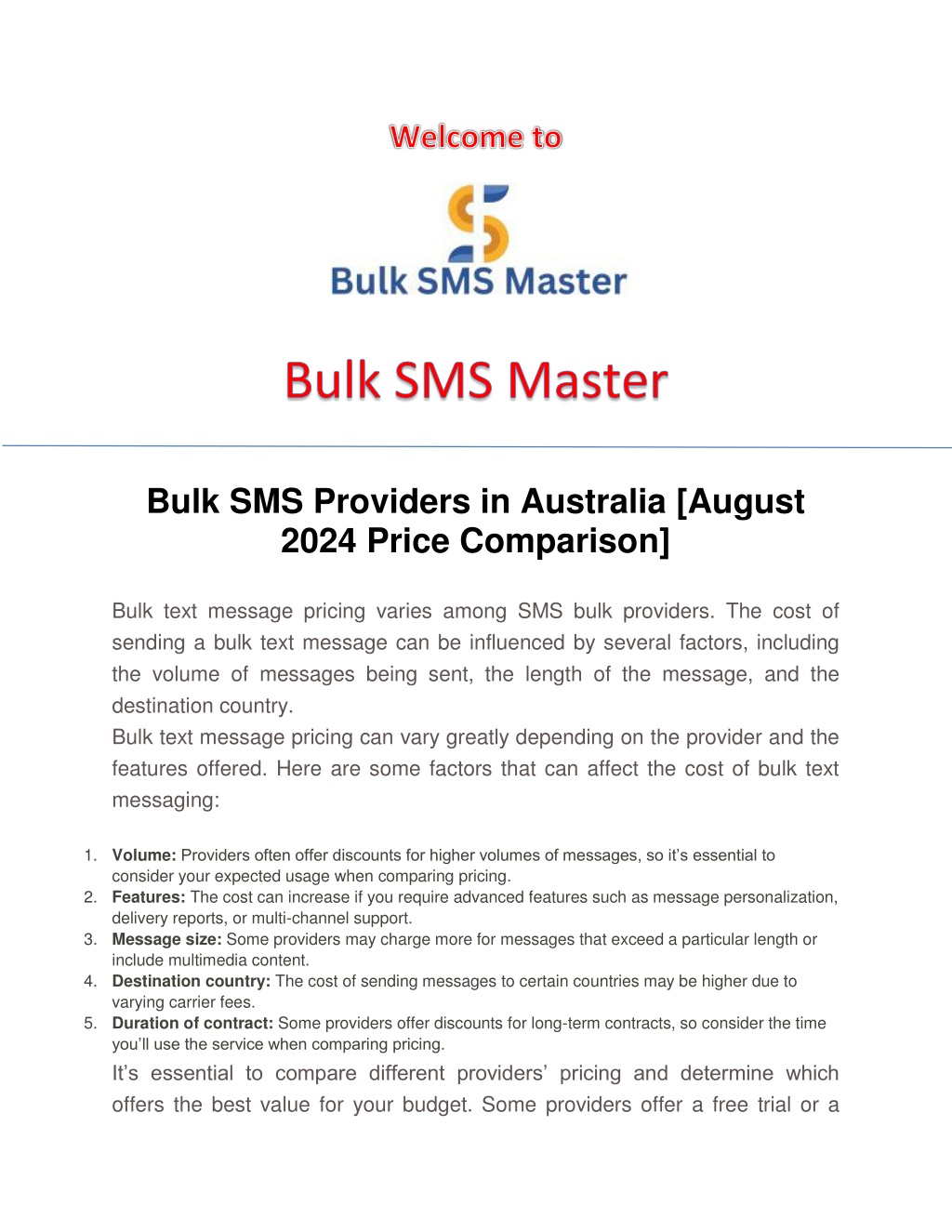 bulk sms providers in australia august 2024 price l.w