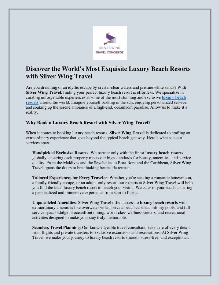 discover the world s most exquisite luxury beach n.w