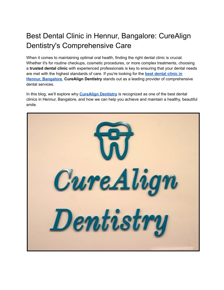 best dental clinic in hennur bangalore curealign n.w