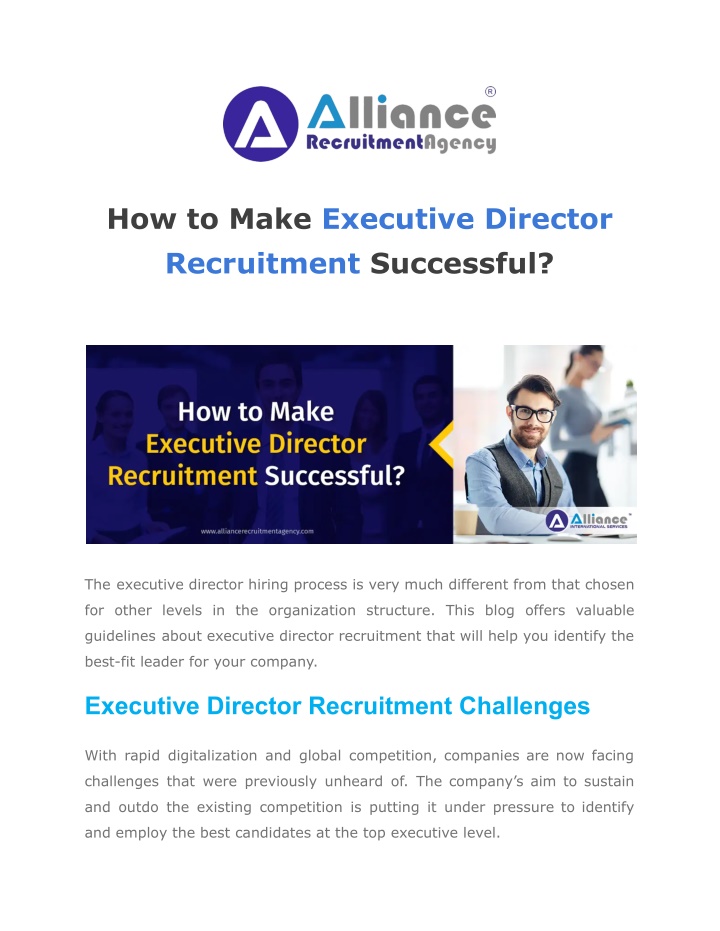 how to make executive director recruitment n.w