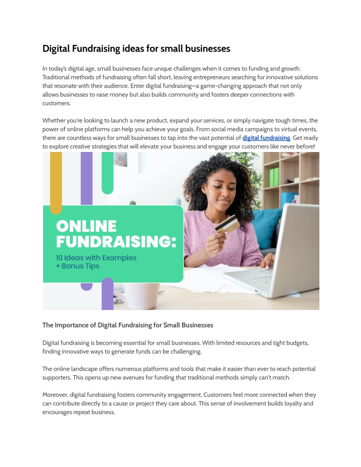 digital fundraising ideas for small businesses n.w