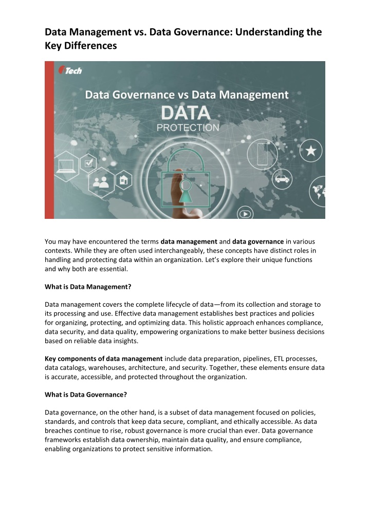 data management vs data governance understanding n.w