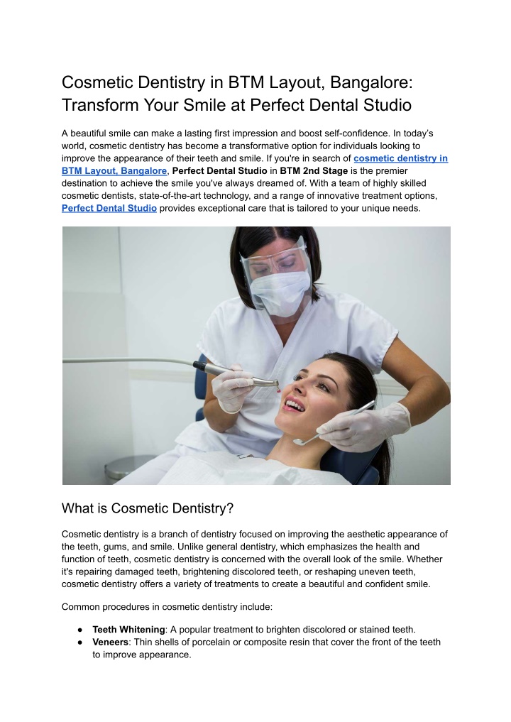 cosmetic dentistry in btm layout bangalore n.w